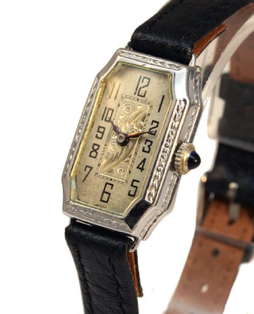 Art Deco 14k White Gold Ladies Watch, Serviced, C1929