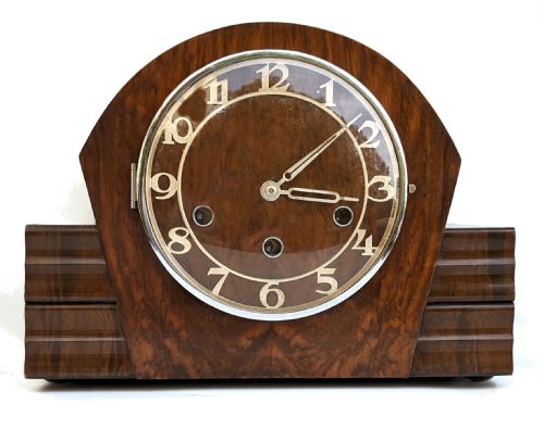 Art Deco Chiming Walnut Mantle Clock, C1938