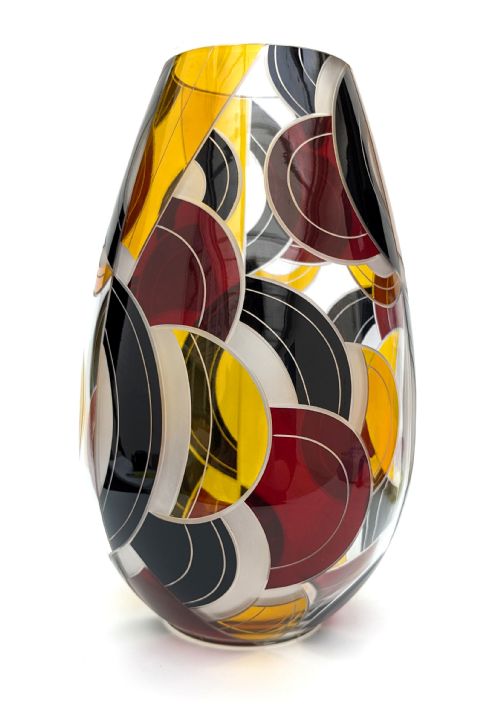Art Deco Spectacular Czech Glass Vase, C1930