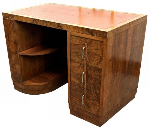 ART DECO FIGURED WALNUT DESK ENGLISH C1930 - ADDITIONAL PHOTO 2