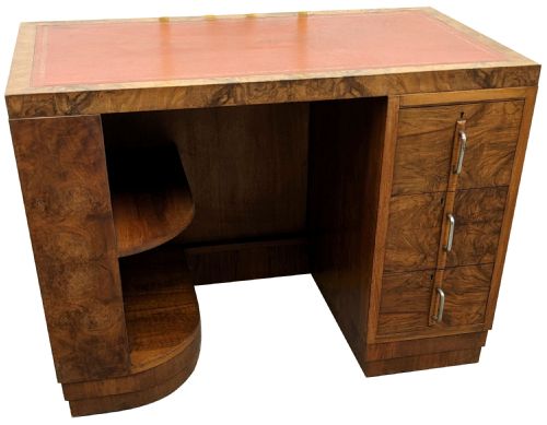 ART DECO FIGURED WALNUT DESK ENGLISH C1930 - ADDITIONAL PHOTO 3