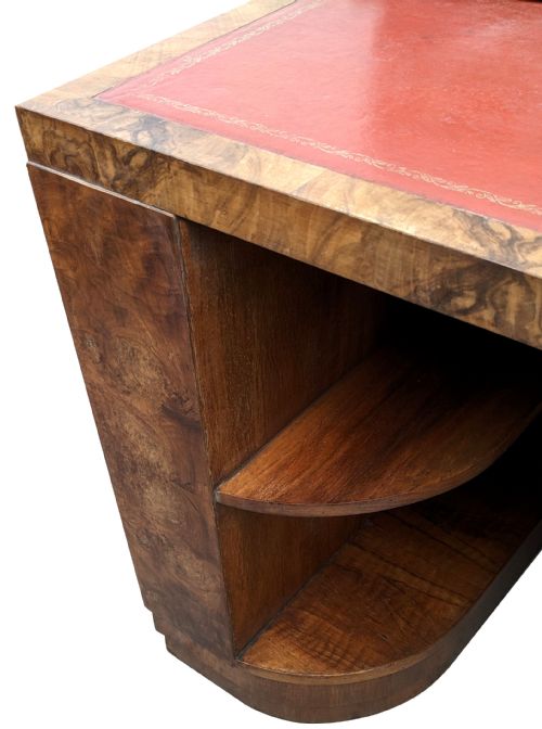ART DECO FIGURED WALNUT DESK ENGLISH C1930 - ADDITIONAL PHOTO 4