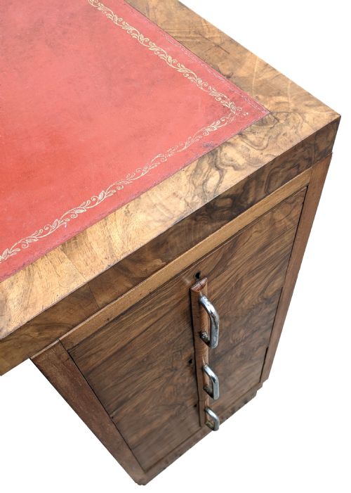 ART DECO FIGURED WALNUT DESK ENGLISH C1930 - ADDITIONAL PHOTO 5