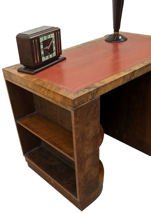 ART DECO FIGURED WALNUT DESK ENGLISH C1930 - ADDITIONAL PHOTO 9