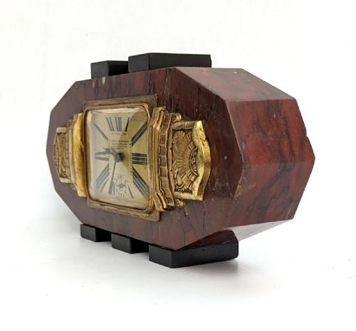 ART DECO FRENCH MARBLE CLOCK C1930 - ADDITIONAL PHOTO 1