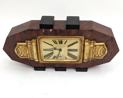 ART DECO FRENCH MARBLE CLOCK C1930 - ADDITIONAL PHOTO 2