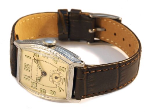 fig 2. Art Deco 1929 BULOVA Gents 10k White RG Watch, 94 yrs old, SERVICED