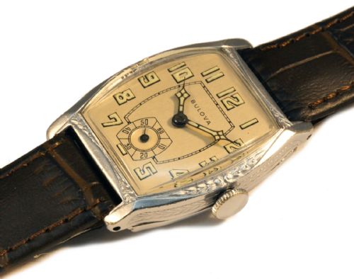 fig 3. Art Deco 1929 BULOVA Gents 10k White RG Watch, 94 yrs old, SERVICED