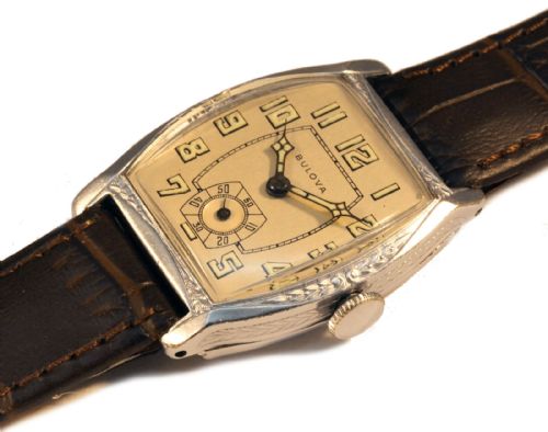 fig 4. Art Deco 1929 BULOVA Gents 10k White RG Watch, 94 yrs old, SERVICED