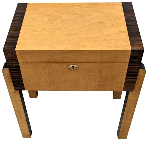 ART DECO SATINWOOD WALNUT WORK BOX TABLE C1930 - ADDITIONAL PHOTO 1