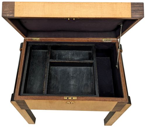 ART DECO SATINWOOD WALNUT WORK BOX TABLE C1930 - ADDITIONAL PHOTO 2
