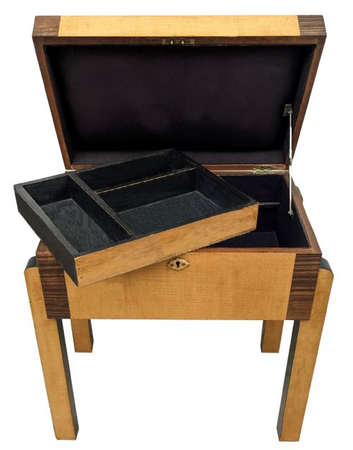 ART DECO SATINWOOD WALNUT WORK BOX TABLE C1930 - ADDITIONAL PHOTO 3