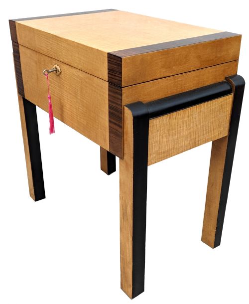 ART DECO SATINWOOD WALNUT WORK BOX TABLE C1930 - ADDITIONAL PHOTO 5