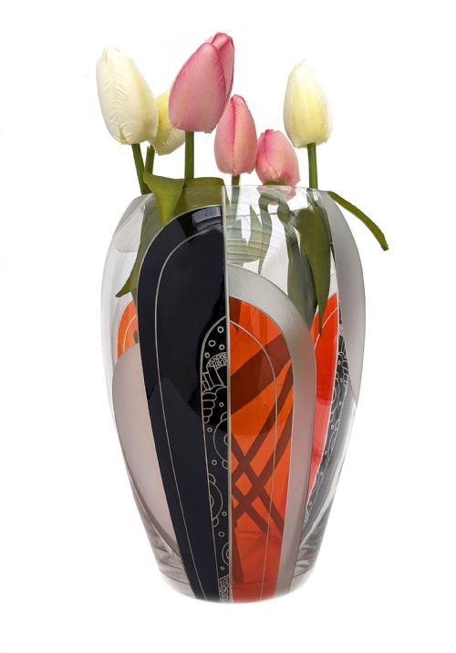 Art Deco Large Czech Glass Vase, C1930