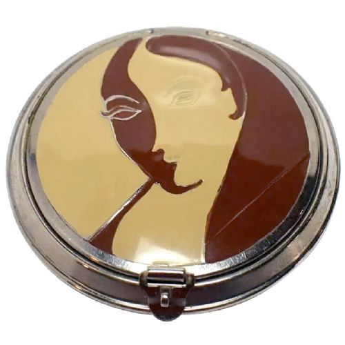 Art Deco 1930'S Three Flowers Ladies Compact