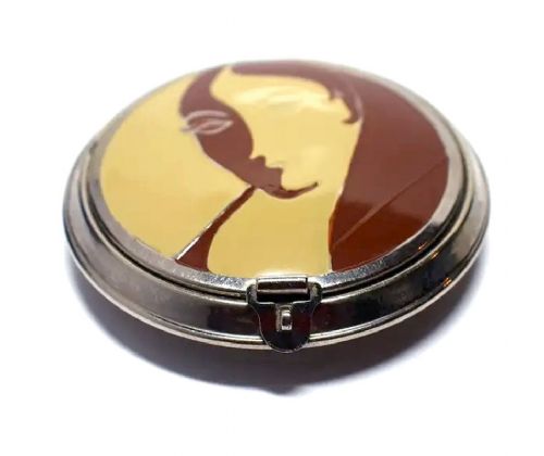 fig 1. Art Deco 1930's Three Flowers Ladies Compact