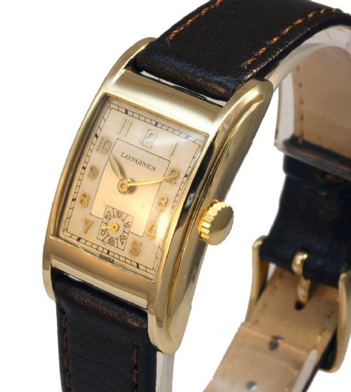 fig 1. Art Deco Gents Wrist 10k Gold F Watch By Longines, Serviced, 86 yrs Old, c1937