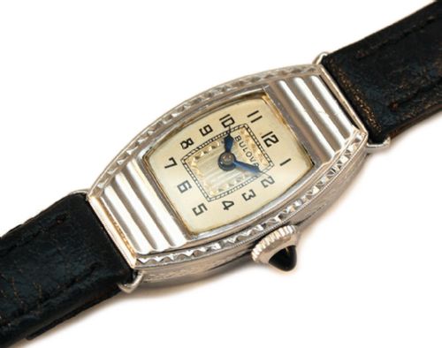 fig 1. Art Deco Ladies 10k White Gold Watch By Bulova, USA, c1930