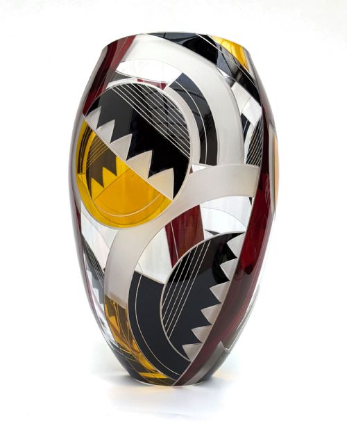 Art Deco Spectacular Czech Glass Vase, C1930