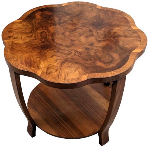 Art Deco Two Tier Figured Walnut Coffee Table, C1930