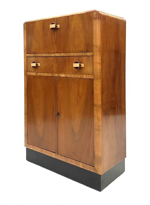fig 1. Art Deco Figured Walnut Cocktail Cabinet, c1930