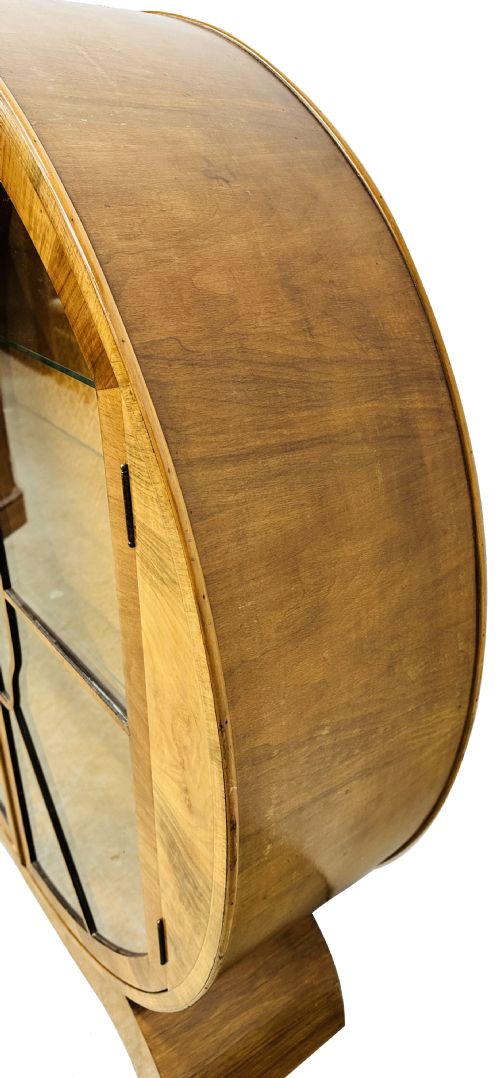 ART DECO WALNUT CIRCULAR DISPLAY CABINET C1930 - ADDITIONAL PHOTO 8