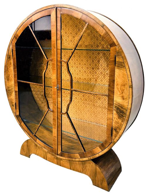ART DECO WALNUT CIRCULAR DISPLAY CABINET C1930 - ADDITIONAL PHOTO 10