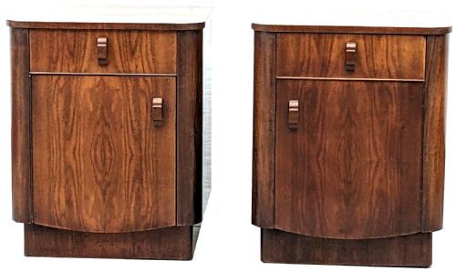 Art Deco Pair of Matching Bedside Cabinets, Walnut, C1930