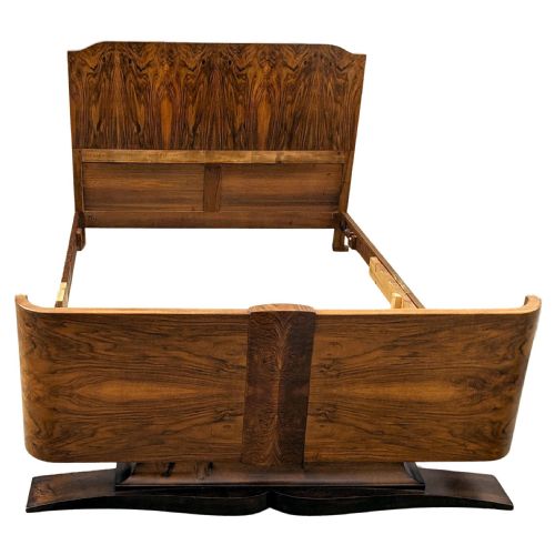 ART DECO FRENCH KING SIZE WALNUT BED CIRCA 1930S - ADDITIONAL PHOTO 1