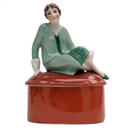 ART DECO FLAPPER GIRL POWDER BOX C1930'S - ADDITIONAL PHOTO 2
