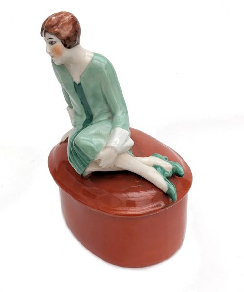 ART DECO FLAPPER GIRL POWDER BOX C1930'S - ADDITIONAL PHOTO 3