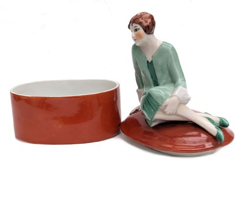 ART DECO FLAPPER GIRL POWDER BOX C1930'S - ADDITIONAL PHOTO 4