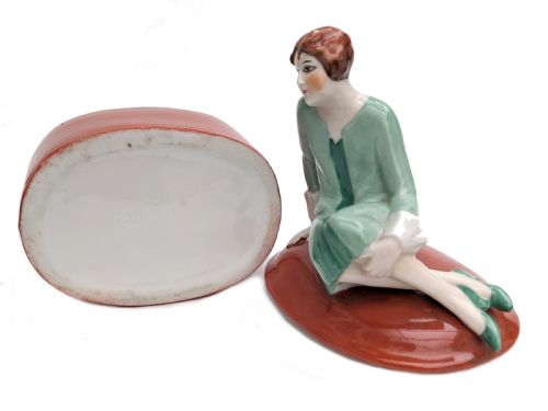 ART DECO FLAPPER GIRL POWDER BOX C1930'S - ADDITIONAL PHOTO 5