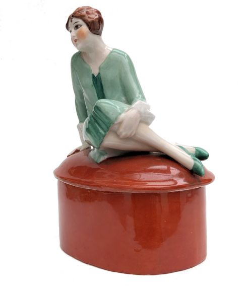 ART DECO FLAPPER GIRL POWDER BOX C1930'S - ADDITIONAL PHOTO 8