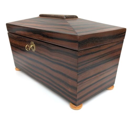 ART DECO INLAID 'SUNRAY' INLAID TEA CADDY BOX WITH KEY C1930 - ADDITIONAL PHOTO 6