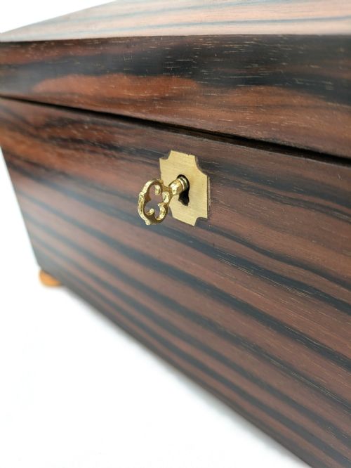 ART DECO INLAID 'SUNRAY' INLAID TEA CADDY BOX WITH KEY C1930 - ADDITIONAL PHOTO 7