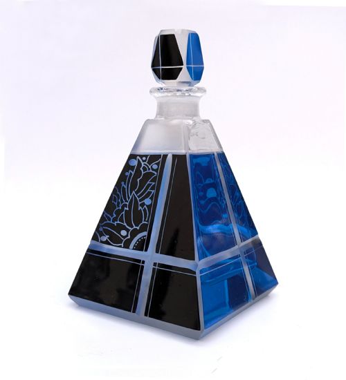 Art Deco Blue Perfume Bottle by Karl Palda, Circa 1930