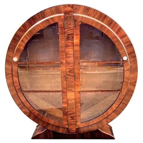 Art Deco Walnut Circular Display Cabinet, C 1930s
