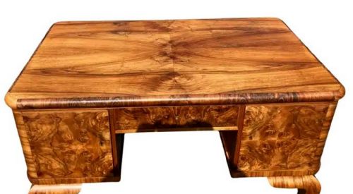 ART DECO STYLISH FIGURED WALNUT DESK C1930 - ADDITIONAL PHOTO 1