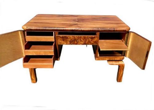 ART DECO STYLISH FIGURED WALNUT DESK C1930 - ADDITIONAL PHOTO 4