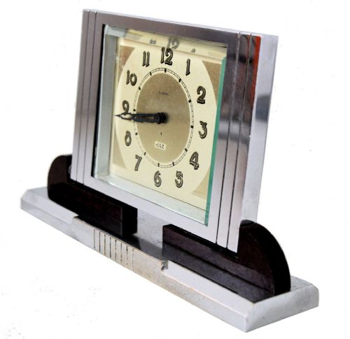 fig 1. Art Deco Chrome and Bakelite Clock By Jaz Clockmakers, French, c1930