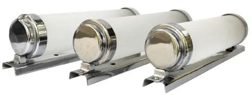 ART DECO MATCHING 3 GLASS CHROME TUBULAR WALL LIGHT SCONCES FRENCH C1930 - ADDITIONAL PHOTO 6