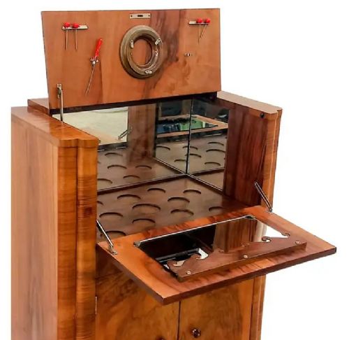 fig 1. Art Deco Figured Walnut Cocktail Cabinet, English, c1930