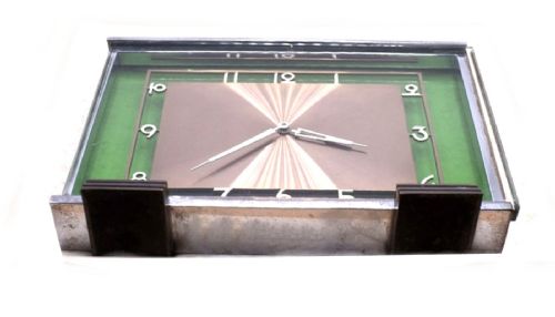 ART DECO 8 DAY MODERNIST GREEN GLASS CLOCK C1930 - ADDITIONAL PHOTO 3