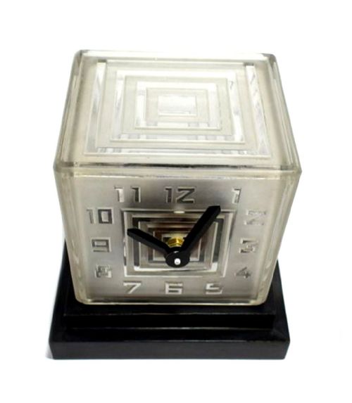 RARE ART DECO BULLE GLASS CLOCK SIGNED PMFAVRE 1930S - ADDITIONAL PHOTO 2