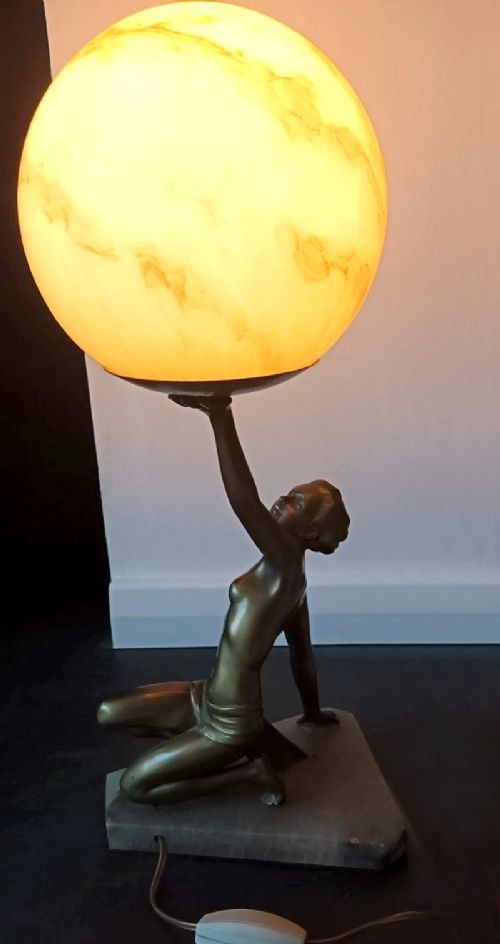 fig 1. Beautiful Original Art Deco Nude Lady Lamp, England, c1930