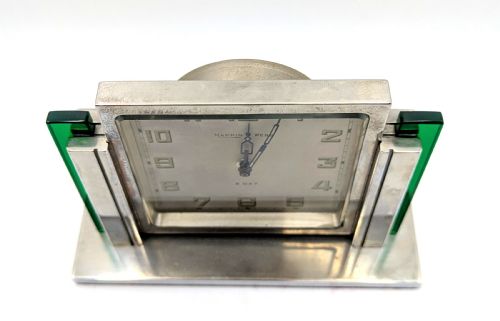 ART DECO ELEGANT CHROMEPLATED DESK CLOCK BY MAPPIN WEBB C1930 - ADDITIONAL PHOTO 1