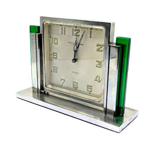 ART DECO ELEGANT CHROMEPLATED DESK CLOCK BY MAPPIN WEBB C1930 - ADDITIONAL PHOTO 2