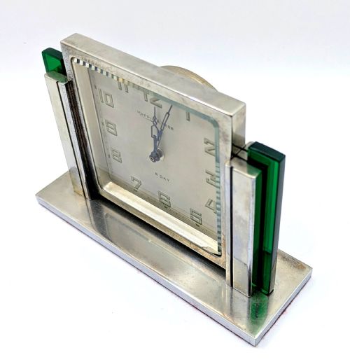 ART DECO ELEGANT CHROMEPLATED DESK CLOCK BY MAPPIN WEBB C1930 - ADDITIONAL PHOTO 4