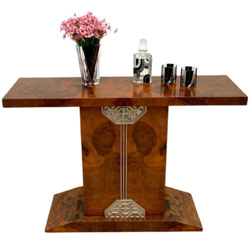 ART DECO HIGH END WALNUT CONSOLESIDE TABLE FRENCH C1930 - ADDITIONAL PHOTO 12